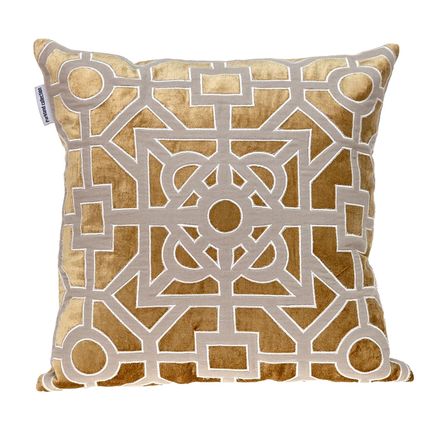 Beige and Gold Lattice Velvet Throw Pillow - Walmart.com