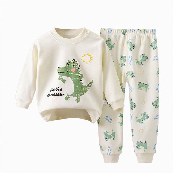 xaweyi Toddler Boys Girls Two Piece Long Sleeve Homewear Outfit Cute Cartoon Print Breathable Comfortable Fall Sleepwear Suit Size 4-5 Years