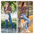 thumbnail image 5 of Salouo Buffalo Plaid and Butterflys Pattern Women's Pajamas Set Long Sleeve Button Down Sleepwear Soft Pj Lounge Sets for women 2 Piece Pjs Set with Long Pants -X-Large, 5 of 8