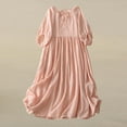 thumbnail image 2 of asdoklhq Long Dresses for Women Casual Vacation Style Loose Solid Color Shoulder Length Quarter Sleeve Tied Dress Pink 2X, 2 of 7