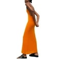 thumbnail image 3 of SUNSIOM Femmes Robe Longue Bodycon Couleur Unie Licou Cou Robe Serrée Été Sans Manches Dos Nu Robe de Soirée, 3 of 6