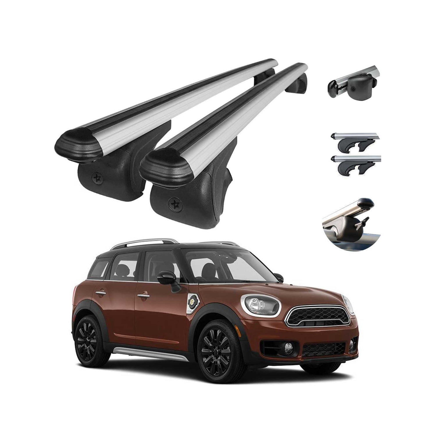 OMAC Roof Rack Luggage Carrier Cross Bar Silver for Specific Mini