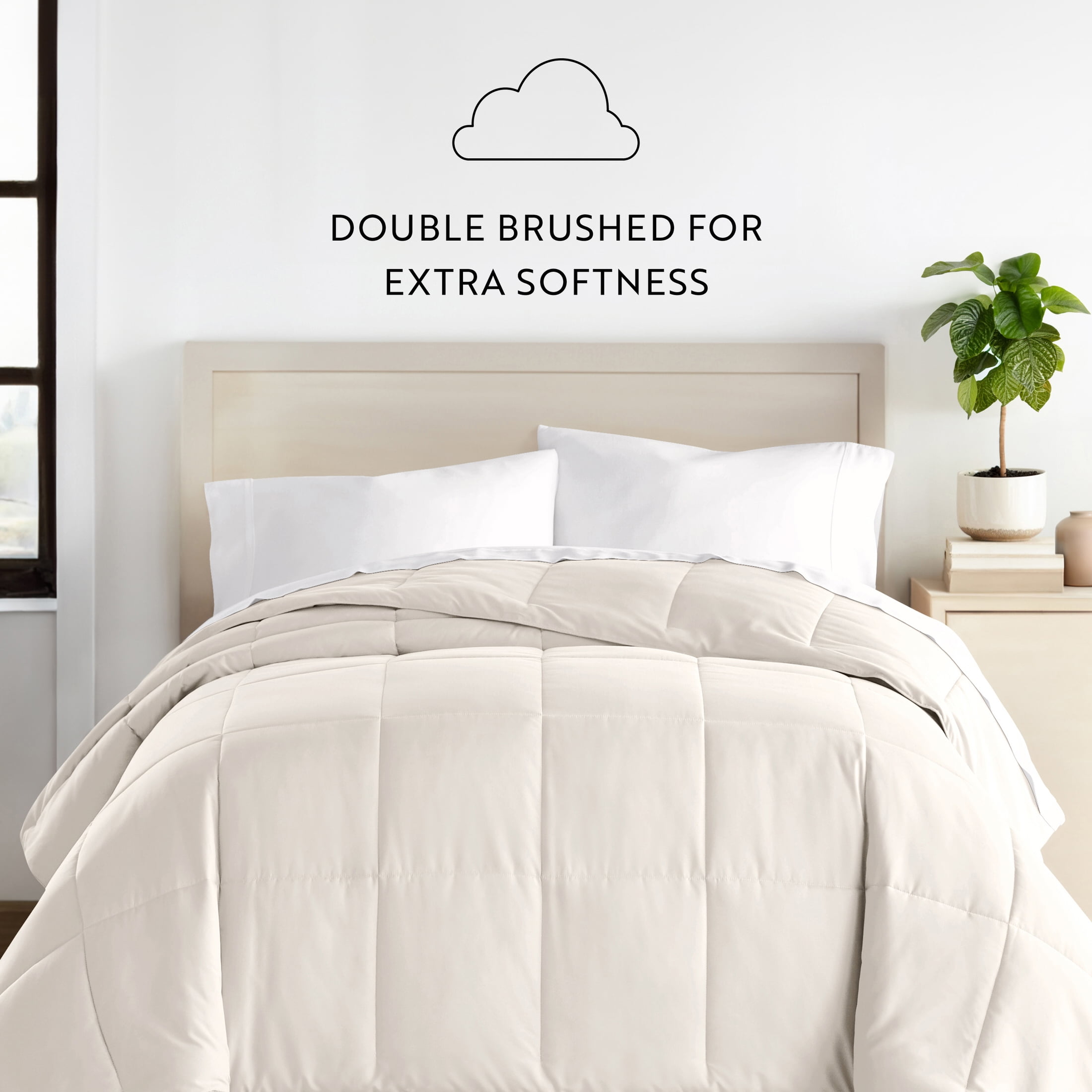 Breathable Cool Comforter All Season Lightweight Down-Alternative Solid Ivory for Full/Queen Size Bedding by Comfort Canopy