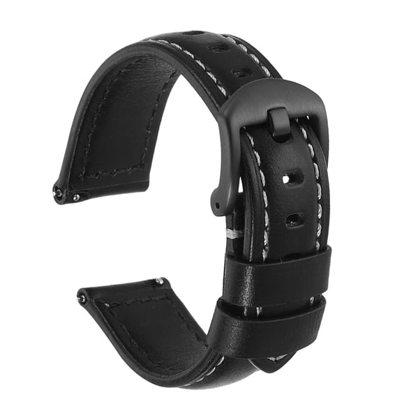 Uxcell Watch Band 20mm Width Vintage Oil Wax Leather Quick Release Watch Strap Wristband Replacement Bands with Buckle Pin for Men Women Gifts, Black