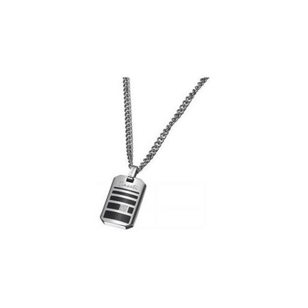 Caseti Sunderland Stainless Steel Black Enamel Pendant and Chain