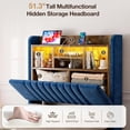 thumbnail image 4 of ARICOEASY Twin XL Bed Frames with 51.3" Tall Hidden Storage Headboard, Navy Blue, 4 of 9