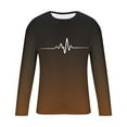 thumbnail image 5 of Nmnitkp Long Sleeve Shirts for Men Fashion Casual Print Sports T-shirt Round-Neck Blouses High-Quality Fabric Shirts Brown,XL, 5 of 5