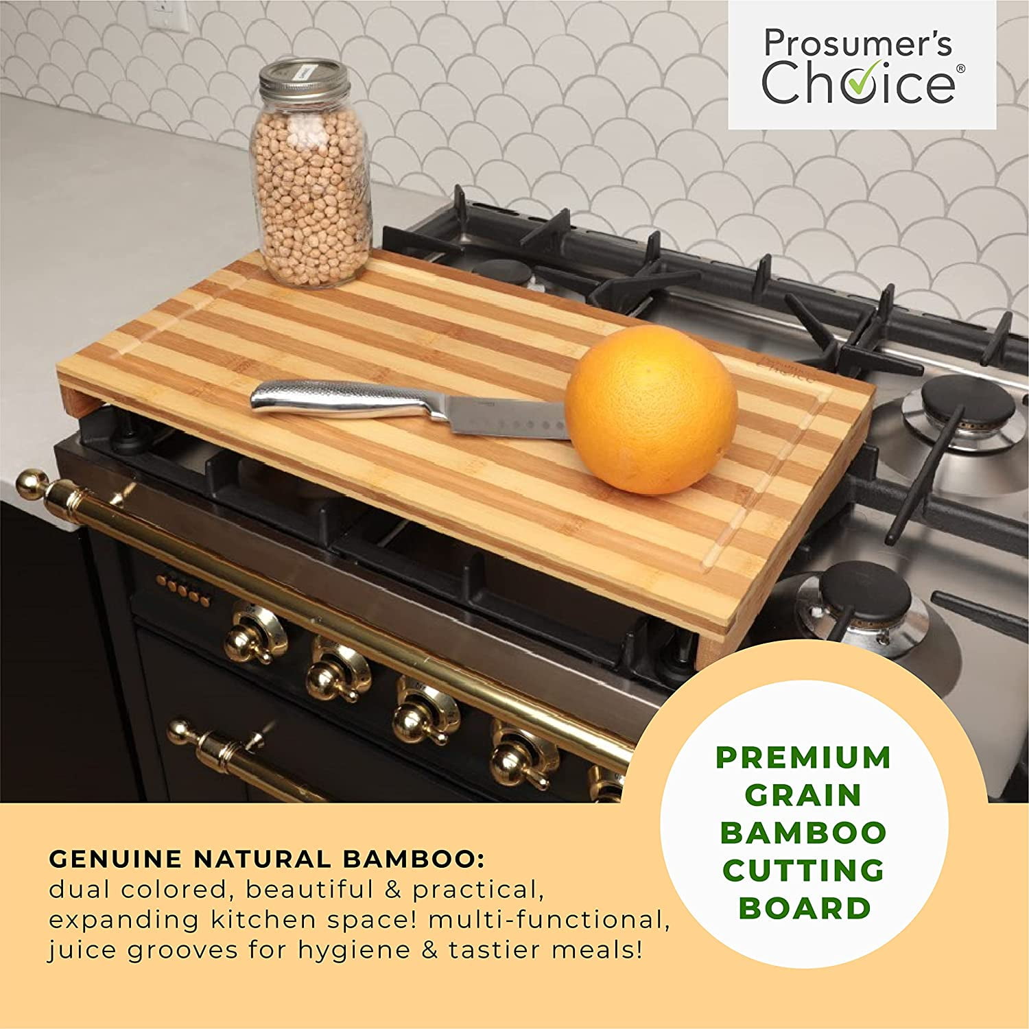 Prosumer's Choice Bamboo Stove Top Cover Board - Stylish and Versatile  Wooden Stove Cover with Adjustable 