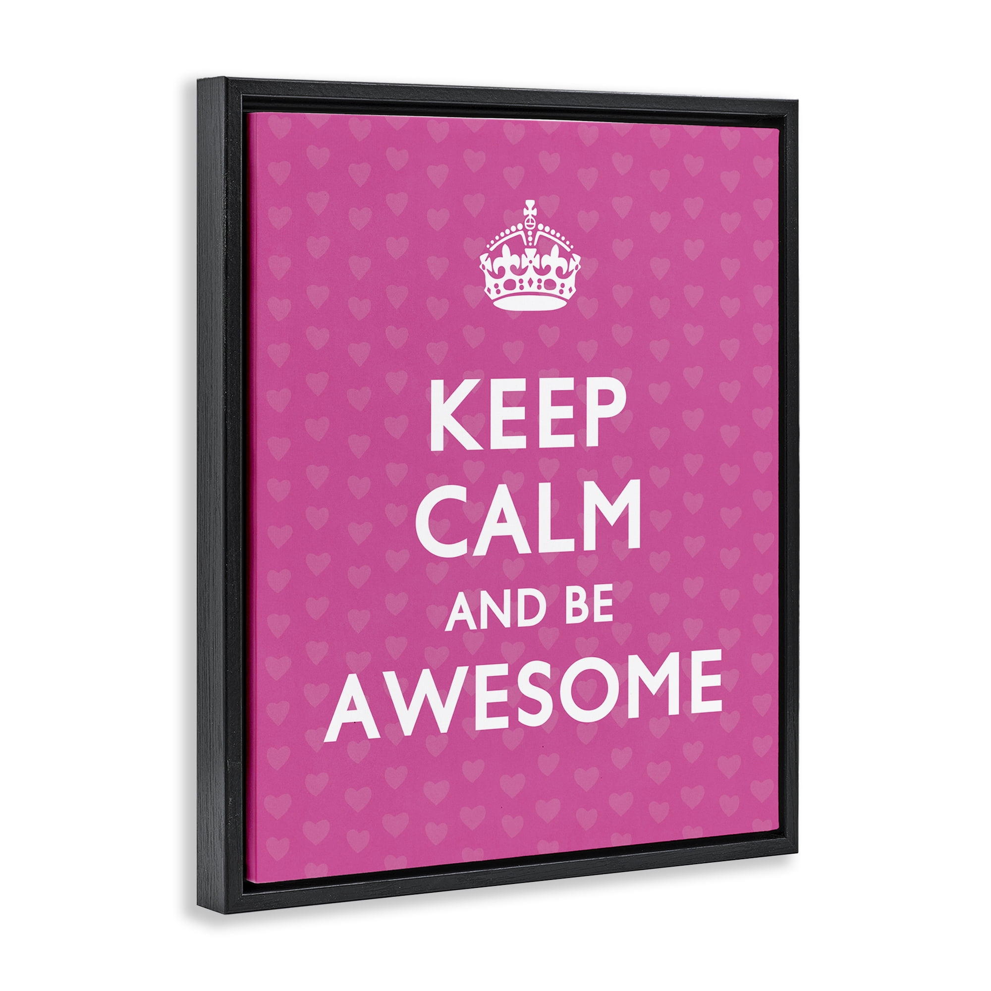 Stupell Industries Keep Calm Be Awesome Text & Numbers Painting Black Floater Framed Canvas Art Print Wall Art, 17 x 21