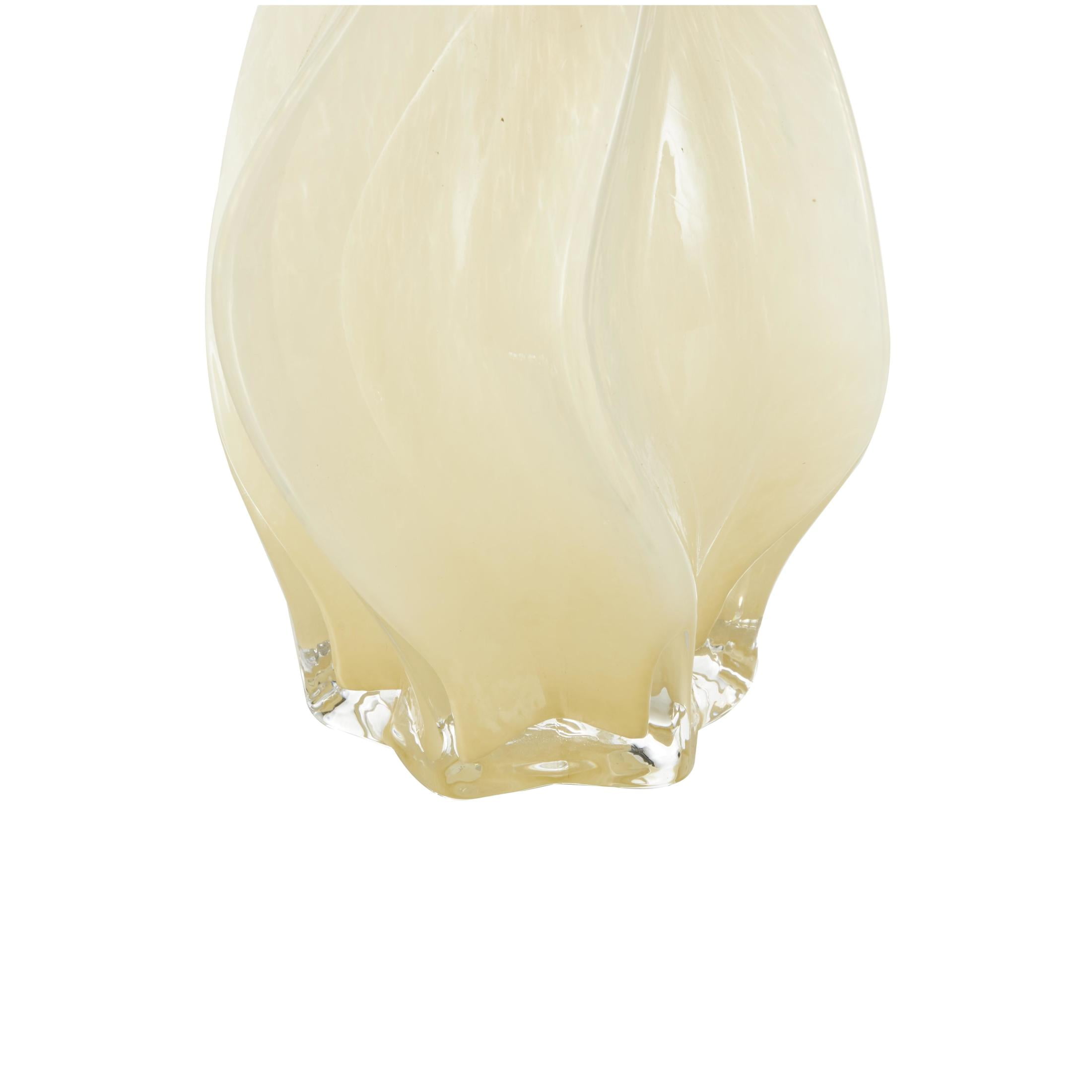 DecMode 13", 9"H Abstract Wavy Ombre Yellow Glass Vase, Set of 2