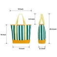 thumbnail image 2 of HAWEE Canvas Tote Bags for Women with Zipper and Compartments Large Capacity Multi Pocket for Travel Storage Purse, Green Stripe, 2 of 7