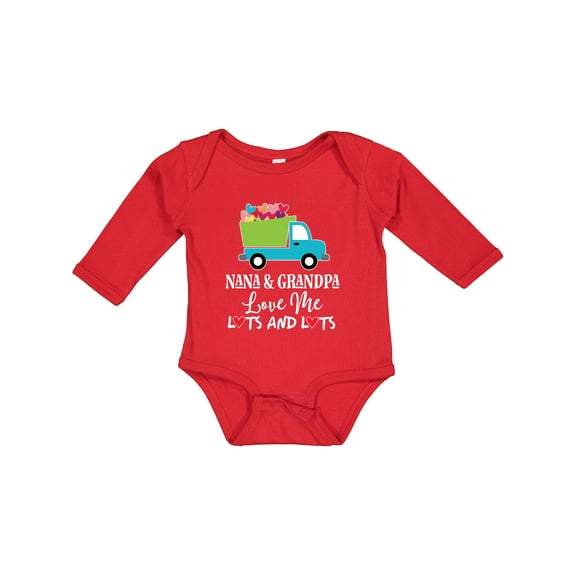 Inktastic Nana and Grandpa Love Me Valentine Truck Boys Long Sleeve Baby Bodysuit