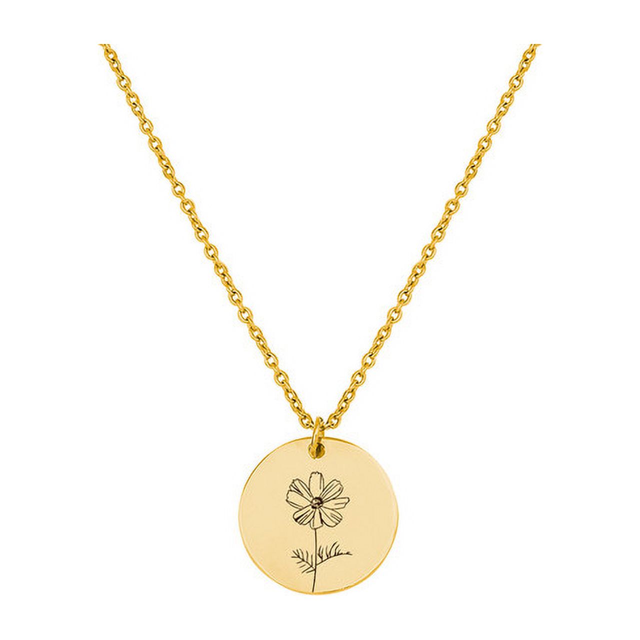 Personalized Birth Flower Necklace - Birthflower Necklace With Back Initial - Poppy Flower Charm - Birth Flower Gift - Birthday Gift for Daughter