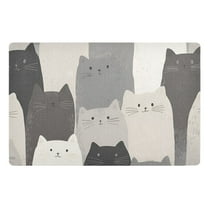 Yayeee Doormat for Indoor Entrance 32" x 20" Non Slippery Floor Rug, Gray Cute Cats