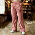 thumbnail image 2 of Inleife Women High Waist Corduroy Cargo Wide Leg Pants, Elastic Waist Drawstring Multi Pocket Casual Lounge Trousers, 2 of 6