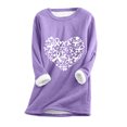 thumbnail image 2 of Jsaierl T-Shirts Cancer du Sein pour Femmes Ruban Cœur T-Shirts Graphiques Grande Taille Blouses Col Rond Doublure en Polaire Douce Chandail Raglan Manches Longues Hauts Thermiques, 2 of 4