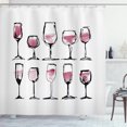 thumbnail image 1 of Ambesonne Alcohol Shower Curtain, Sketch Wine Glasses, 69"Wx75"L, Dried Rose White, 1 of 3