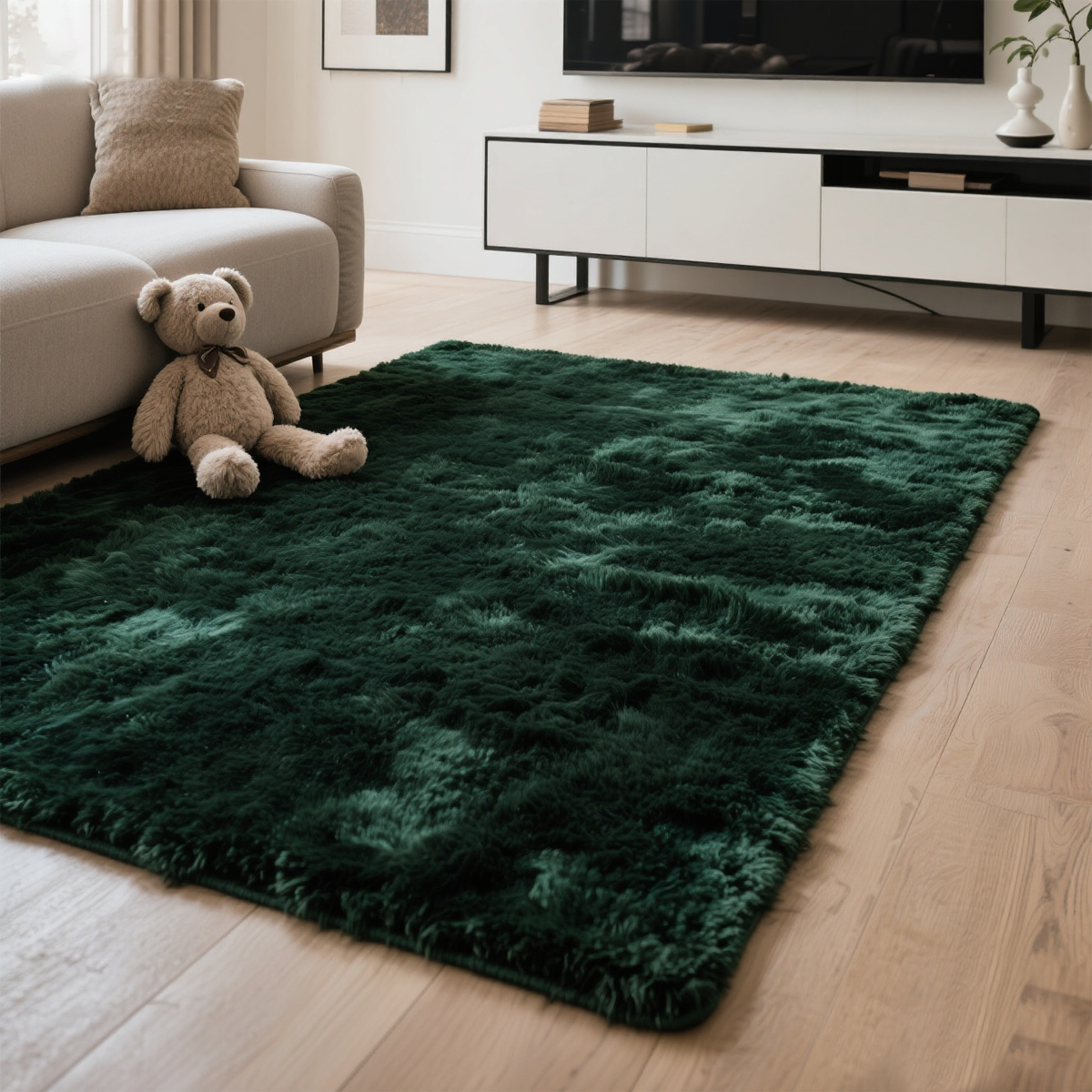9'x12' Soft Rug Indoor Modern Fluffy Area Rugs for Living Room Bedroom Carpet Home Decor,Green