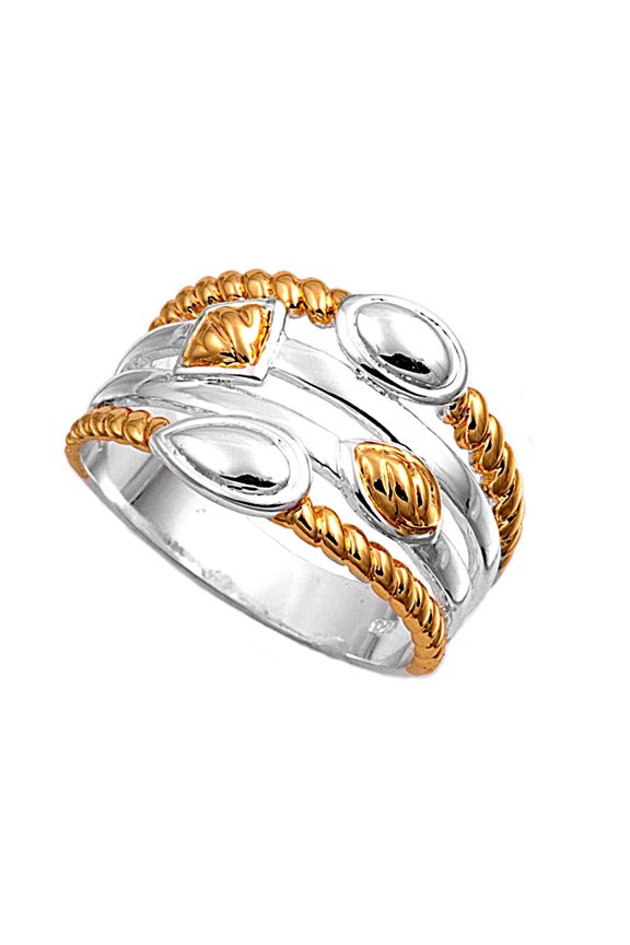 925 Sterling Silver Two Designer Style Ring Size 5