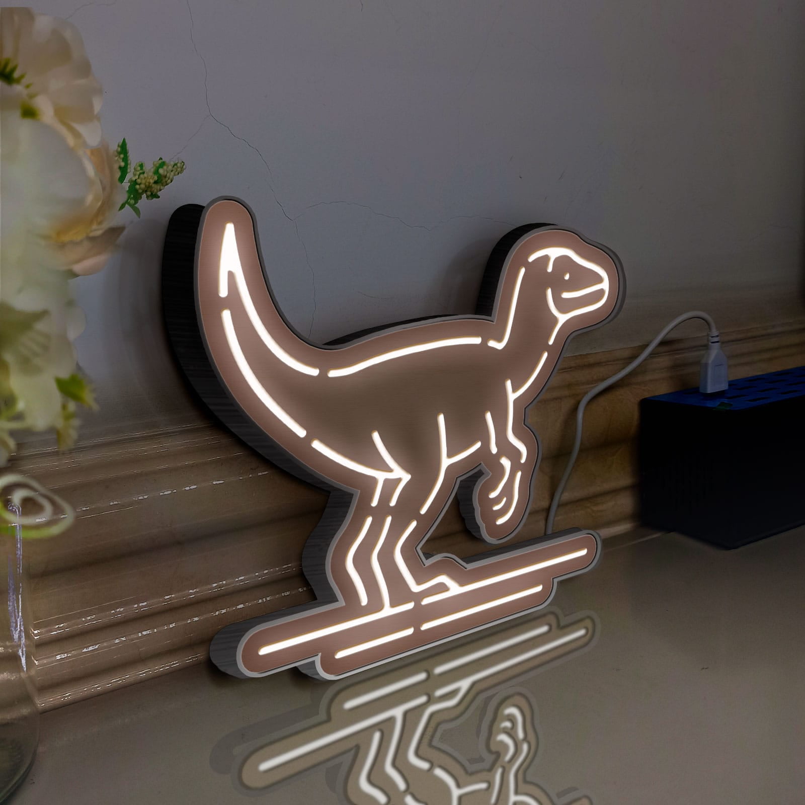 Dinosaur Led Light Box, Dimmable Neon-Like Light Signs USB Power for Wall Decor Bedroom Decoration, Static Light (WxH) 8"x7"