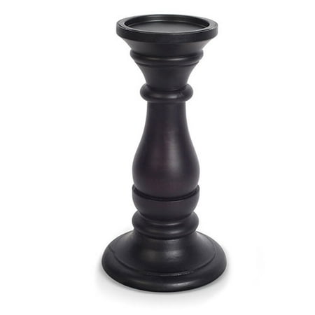 Wood Pillar Candle Holder Set of 2, Espresso