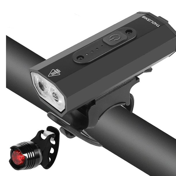 Luces para bicicleta, potentes luces LED para bicicleta, 1200 mAh, brillo, faro delantero, 300-400 lúmenes, juego de luces para bicicleta recargables impermeables delanteras y traseras para MTB, Hybri Rojo Verde Cocina, Decoración y Otros