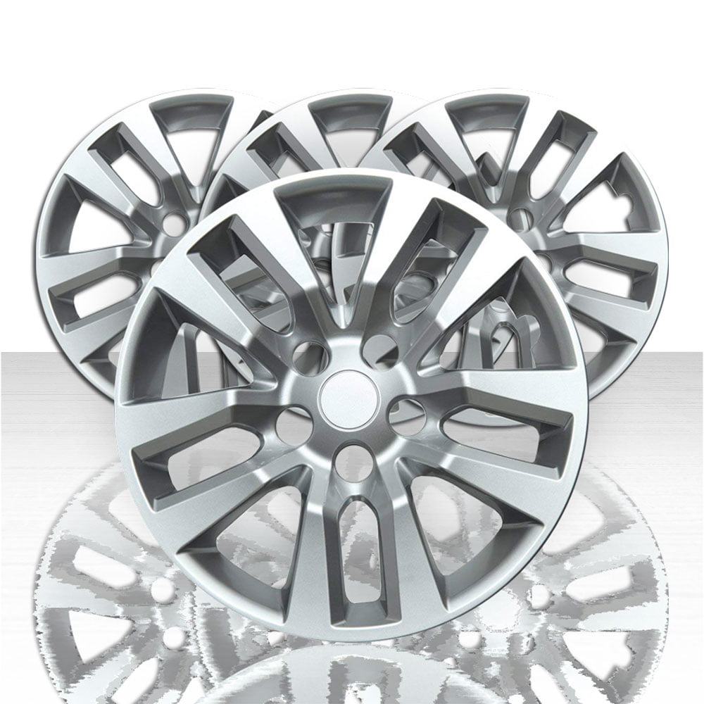 Set of 4 Front and Rear Silver 10 Spoke 16" Wheel Covers for 13-18 Nissan Altima 