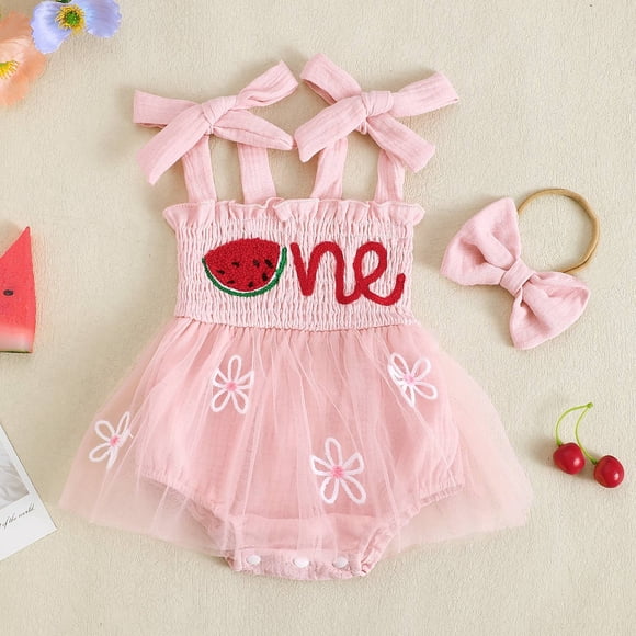 Baby Girls' Clothing Baby Romper Dresses Bodysuit Baby Outfit Girl First Birthday Outfit Baby Clothes For Girls 6-12 Months