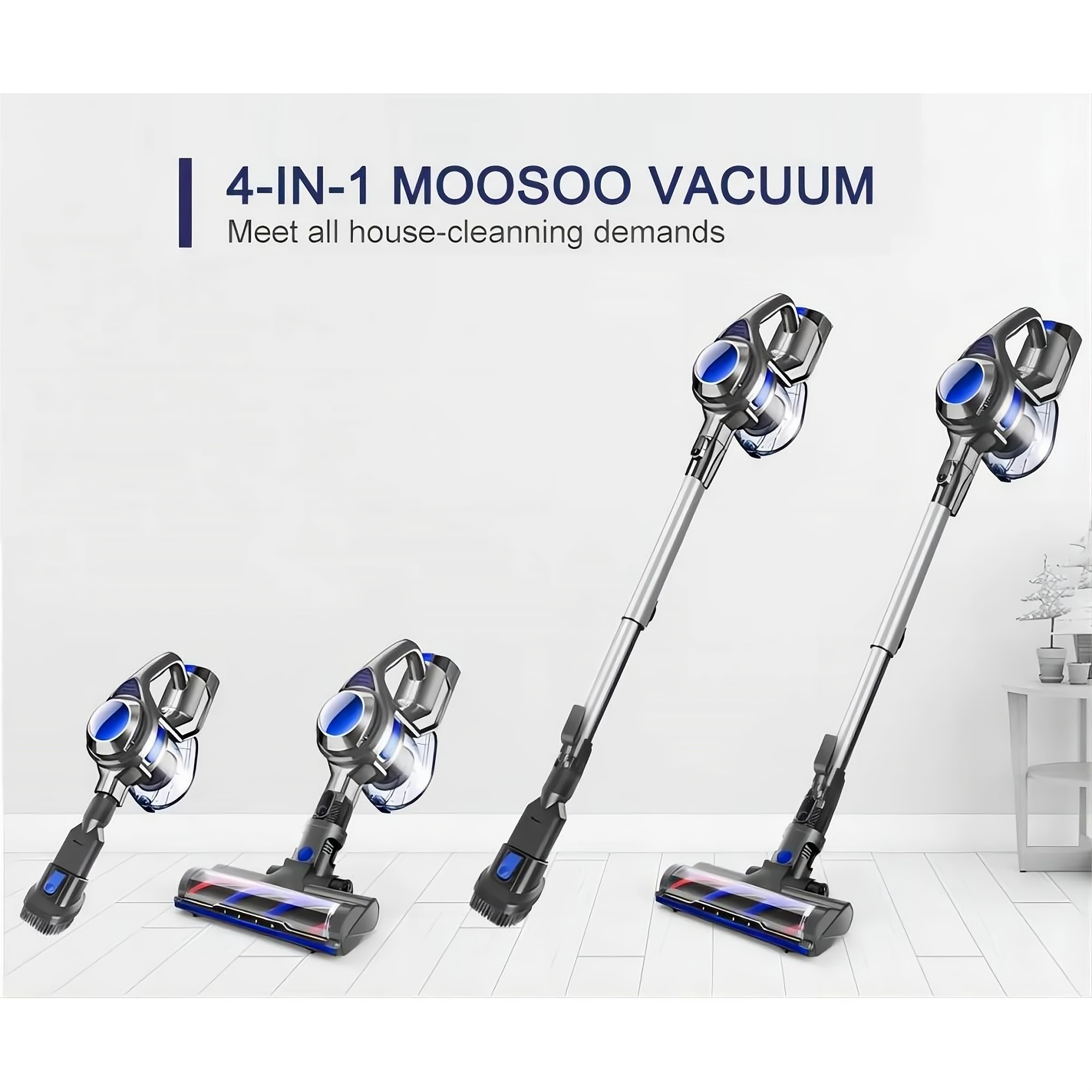 Moosoo Cordless Vacuum 4-in-1 Lightweight Stick Vacuum Cleaner, XL-618A - image 3 of 12