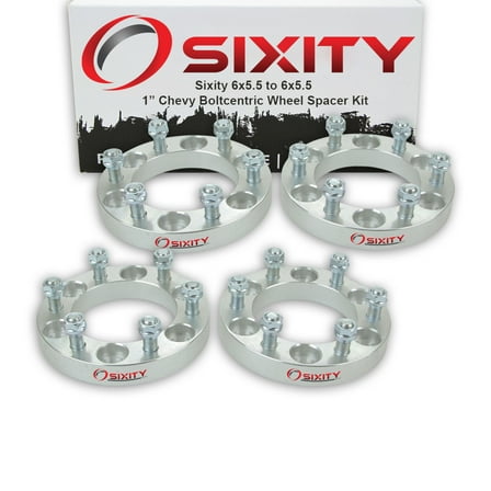 Sixity Auto 4 pc 1" 6x5.5 Wheel Spacers compatible with Chevy Blazer C2500 K1500 K2500 Suburban 1500 Tahoe M14x1.5mm 1.25in Studs Lugs