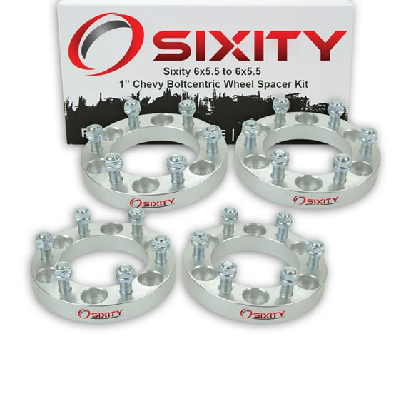 Sixity Auto 4 pc 1" 6x5.5 Wheel Spacers compatible with Chevy Blazer C2500 K1500 K2500 Suburban 1500 Tahoe M14x1.5mm 1.25in Studs Lugs