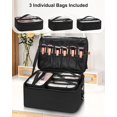 thumbnail image 3 of Makeup Bag Large Makeup Case Professional Cosmetic Storage Organizer Box Brush Holder with 3 Clear Set Bags for Makeup Artists with Shoulder Strap & Adjustable Dividers, 3 of 7