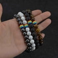 thumbnail image 3 of 8mm Natural Hematite, Tiger's Eye & Volcanic Stone Bracelet with Rainbow Beads - Unisex Friendship Bracelet, 3 of 15