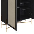 thumbnail image 5 of Boho Bar Cabinet - 36"L x 43"H with Gold Iron Legs, 2 Rattan Door Sideboard, Nero Black, 5 of 6