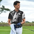 thumbnail image 3 of Vsdgher Monochrome Giraffe Expression Polo Shirts for Men, Men's Short Sleeve Stretch Polo Shirt, Shirts for Men-Medium, 3 of 6
