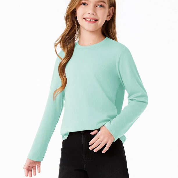 T-shirt à Manches Longues Enfant – Coton Doux, Col Rond, Uni – Printemps – Fille Ou Garçon – Coupe Ample
