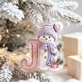 thumbnail image 6 of romoty Personalized Christmas Letter Ornaments, Cute Purple Snowman Initial Pendants, 2D Flat Acrylic Monogram Tree Car Mirror Decor, 6 of 7