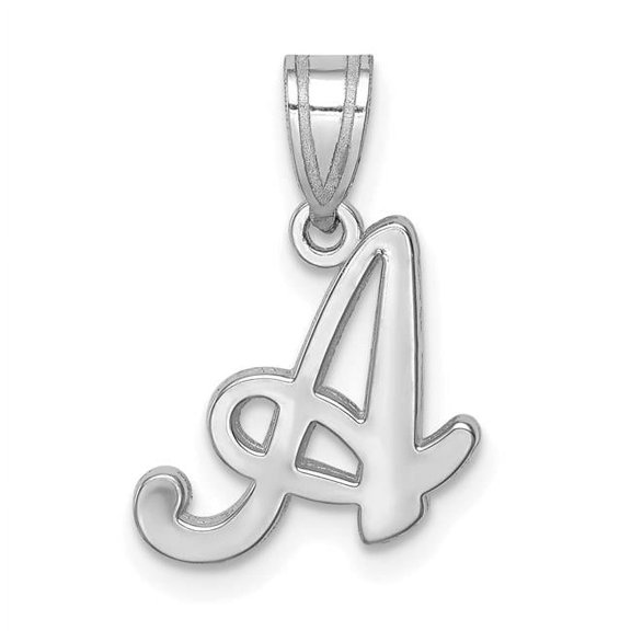 Finest Gold 14K White Gold White Gold Script Letter A Initial Pendant
