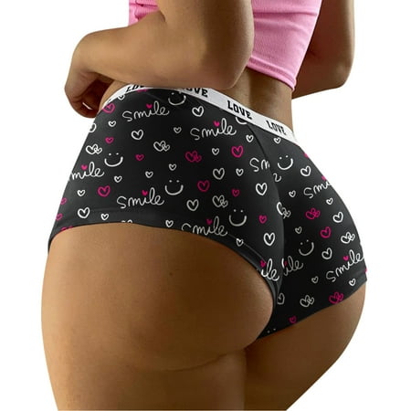 

AOOCHASLIY Womens Underwear Plus Size Deals Brief Valentine s Day Digital Printing Breathable Close Fitting Underpants Comfortable Briefs