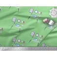 thumbnail image 2 of Soimoi Green polyester Crepe Fabric Monitor,Books & Study Table Education Theme Print Fabric by Yard 52 Inch Wide, 2 of 3