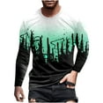 thumbnail image 2 of Blczomt Mens Shirts Blue Long Sleeve Graphic Crew Neck T Shirts 5xl, 2 of 3