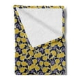 thumbnail image 2 of Spring Soft Flannel Fleece Throw Blanket, Pattern with Flowers and Butterflies, Cozy Plush for Indoor and Outdoor Use, 50" x 70", Yellow Dark Indigo, by Ambesonne, 2 of 5
