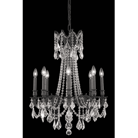 

Chandeliers 8 Light With Clear Crystal Royal Cut Dark Bronze size 24 in 480 Watts - World of Classic