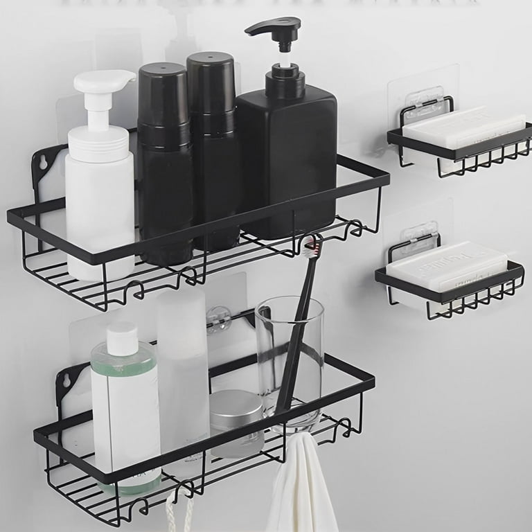 2Pack Shower Caddy Metal Shower Shelves with 2 Soap Dishes Wall