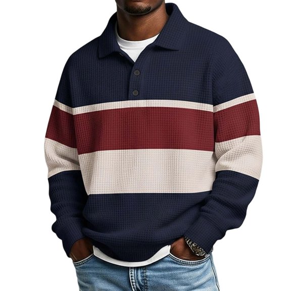 Horkkom Men Pullover Sweatshirt Fall Outfits Striped Sweatshirt Trendy Casual Sweatshirt M