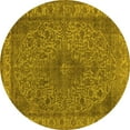 thumbnail image 1 of Ahgly Company Indoor Round Oriental Yellow Industrial Area Rugs, 3' Round, 1 of 4