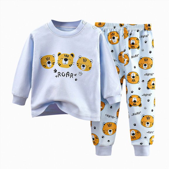 Splozh Baby Boy Winter Shirts with Pants 2Pcs Infant Toddler Winter Outfits Long Sleeve Pullover and Pants 2Pcs Baby Boy Fall Clothes,Light Blue,4-5 Years
