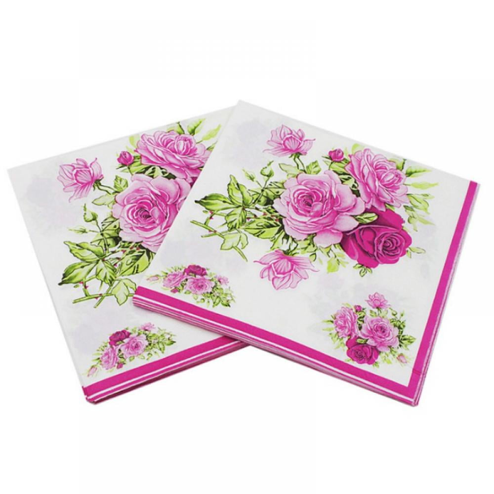 Floral Napkins for Decoupage Paper Dark Flowers Serviettes Lunch 33cm 3PLY x 20 