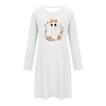 thumbnail image 2 of Puyaiuu Lace Bow Ghost Floral Wreath Graphic Soft Loose Womens Crew Neck Long Sleeve Halloween Lounge Night Dress White S Gift, 2 of 6