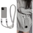 thumbnail image 3 of Silicone iPhone Case with Phone Lanyard, Long Crossbody Strap, Universal Lanyard Neck Strap Protective Case Cover (Gray, iPhone 13 Pro Max), 3 of 12